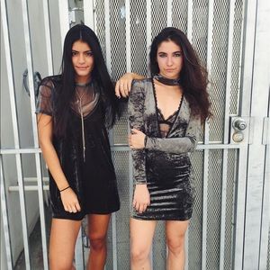 NWT LF Olive Green Velvet Dress